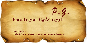 Passinger Gyöngyi névjegykártya